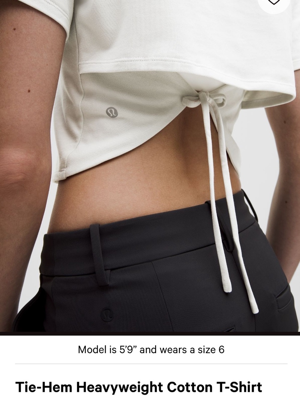 lululemon athletica Cream Tie-Hem Cropped Tee